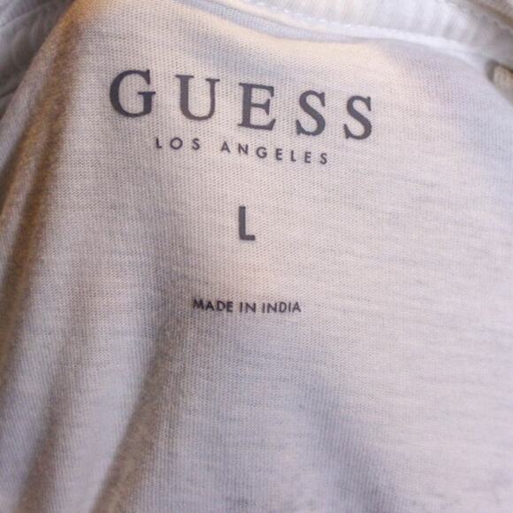 Guess Los Angeles Striped Logo T Shirt Black White Cotton Size L - Picture 3 of 4